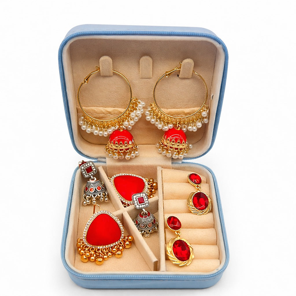 Elegant Red Mini Jhumka Jewelry Box