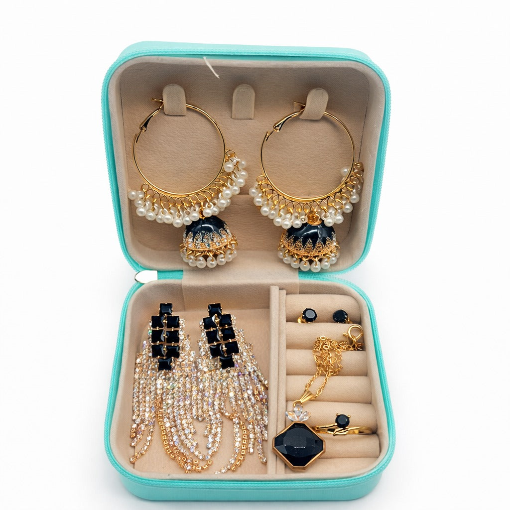 Elegant Black & Gold Mini Jewelry Box