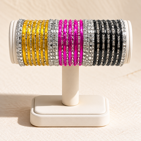 Rang-e-Chamak Multicolor Silver Bangle Set