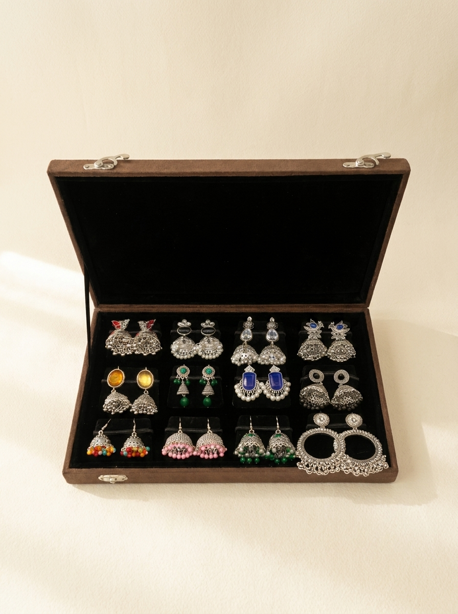 Festive Eid Special Jhumka Earrings Gift Box – 12 Pair Collection – Festive & Party Wear