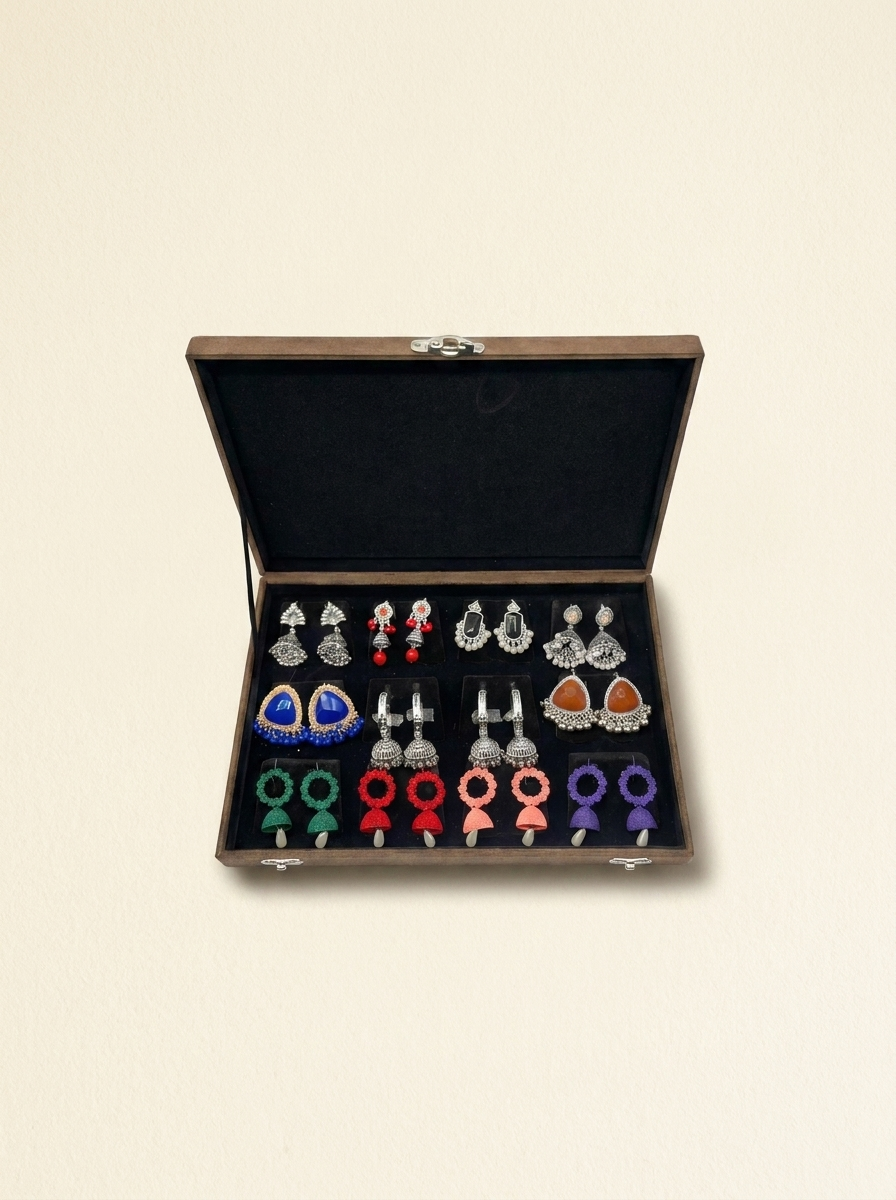Multi-Color Earrings Collection Box – Traditional & Modern Statement – Festive Wear