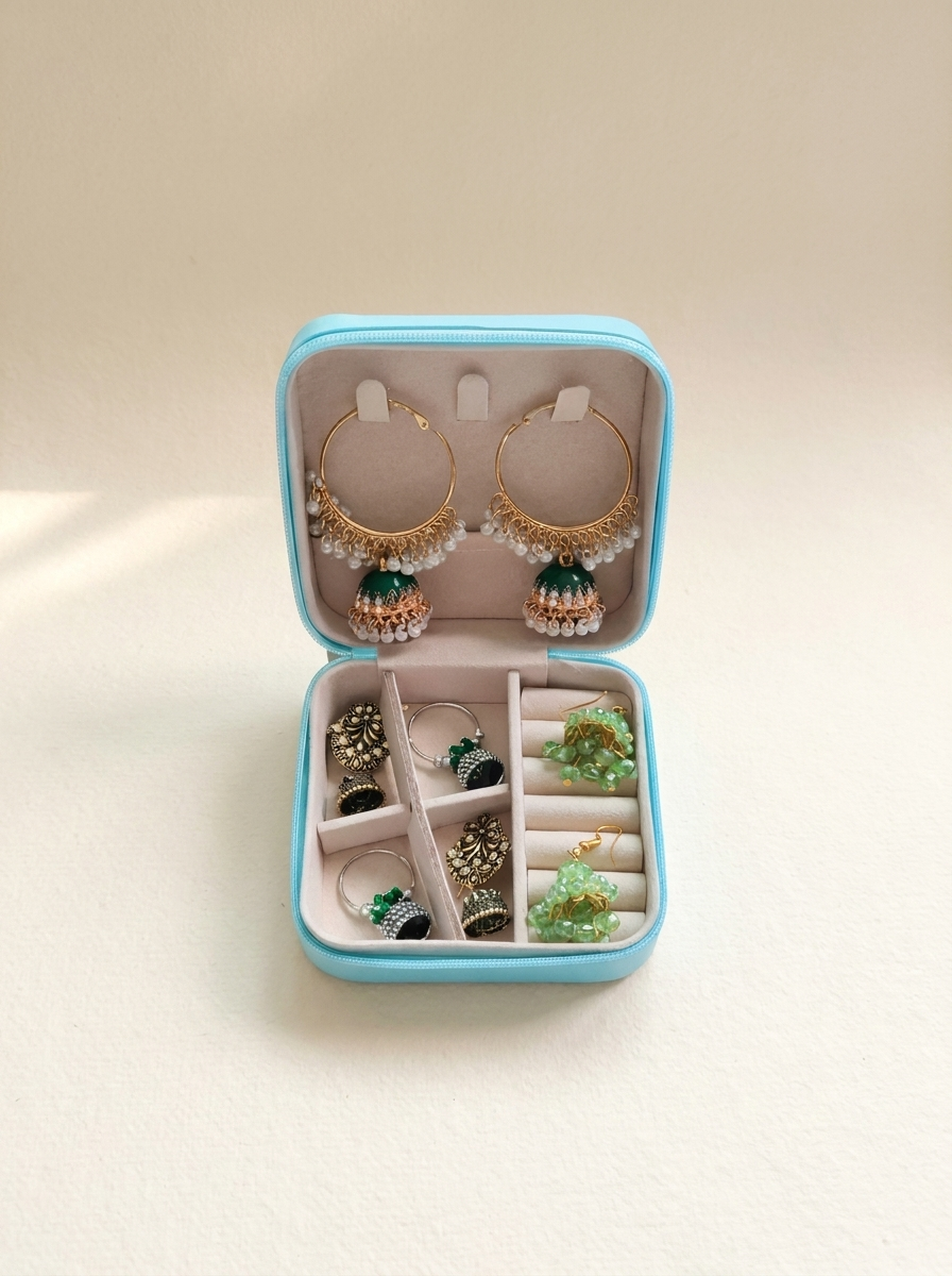 Elegant Green Jhumka Earrings Set – Traditional Statement Earrings