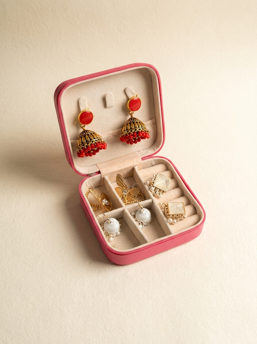 Elegant Multi Style Earrings Collection Box – Jhumka & Pearl Mix – Traditional Statement Earrings