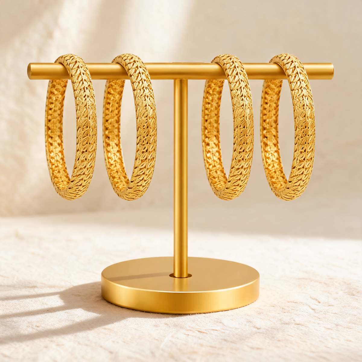 Gold Designer Bangles – 2 Karray Elegant Kada Pair – Bridal & Festive Chooriyan