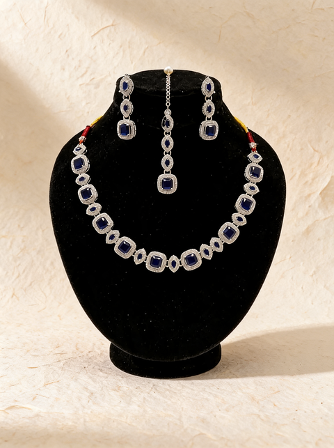 Royal Sapphire Silver Jewellery Set