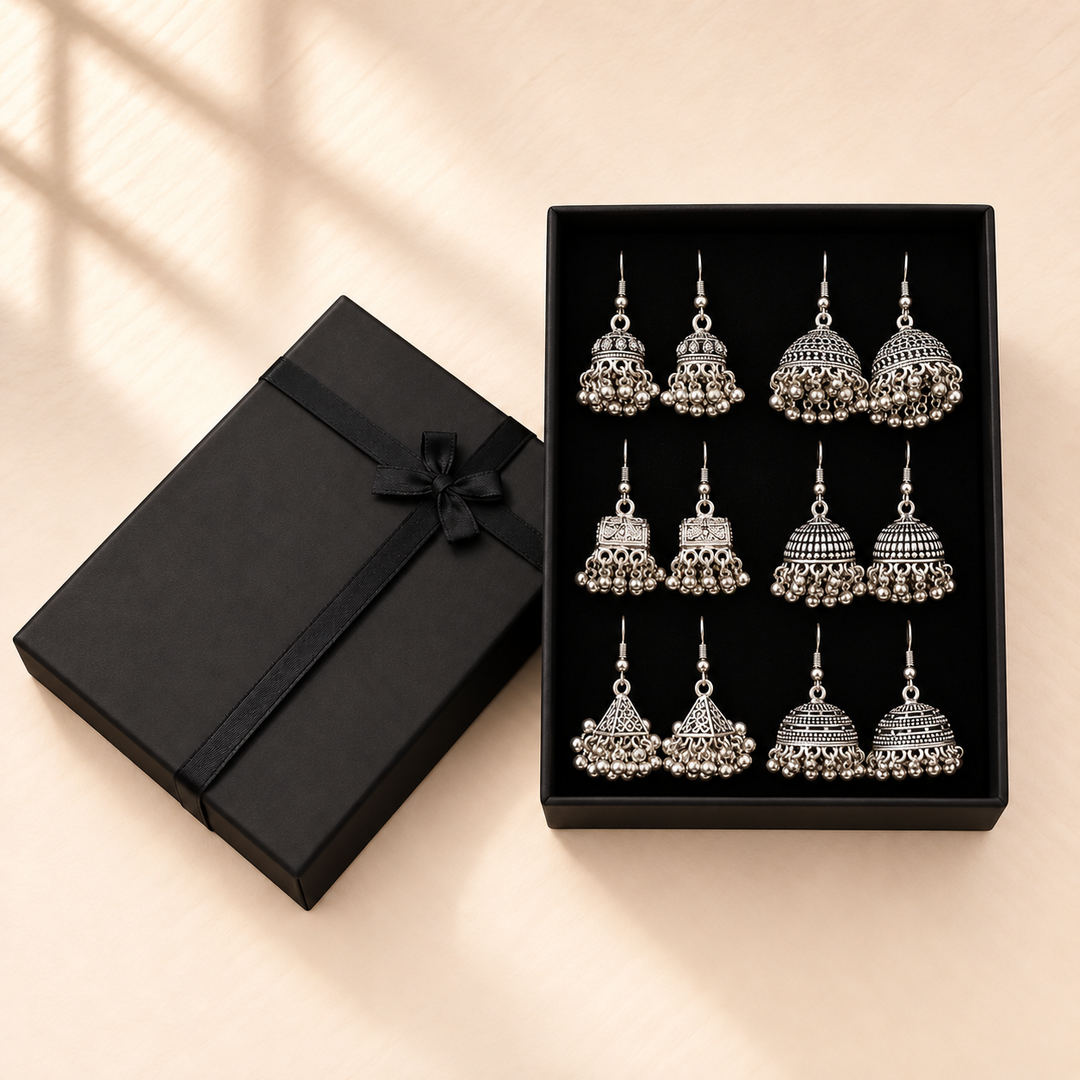 Noor-e-Chandi 6-Pair Jhumka Box