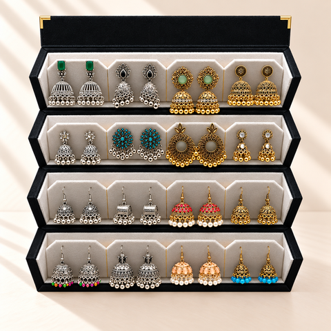 Zar-e-Chandi 16-Pair Jhumka Box
