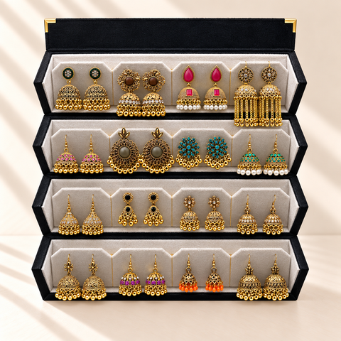 Sunehri Mehfil 16-Pair Jhumka Box
