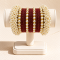 Shahi Moti Maroon Pearl Bridal Bangle Set