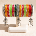 Rang-e-Mehfil Multicolor Silver Charm Bangle Set